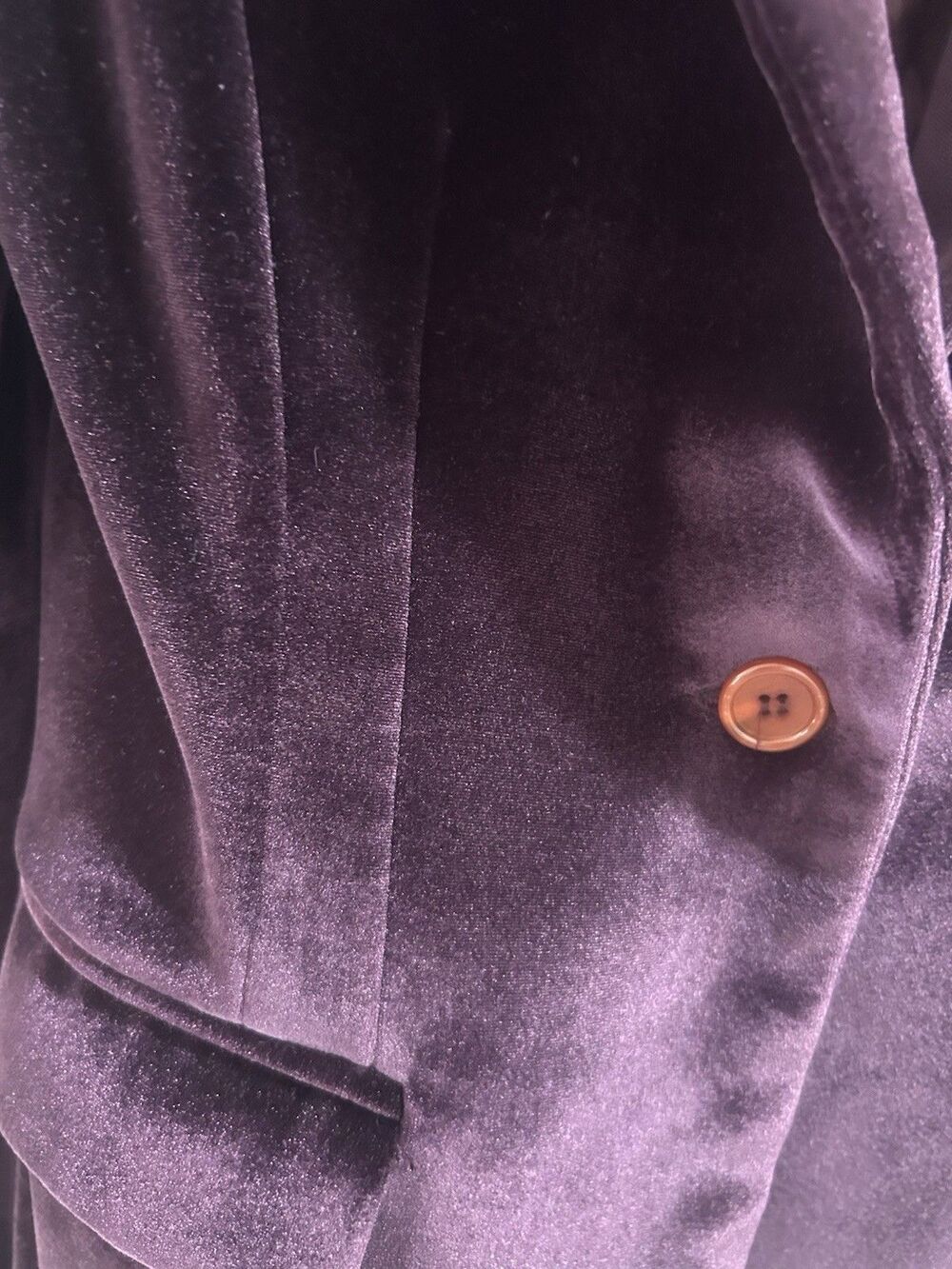 Vintage Sky Design Purple Velvet Blazer Women’s Medium Single Button Jacket - Picture 5 of 7